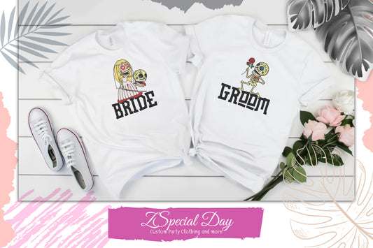 Skeletons Couples Shirts Groom and Bride Honeymoon Shirts