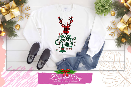 Christmas Antlers Shirt, Family Christmas Sweater