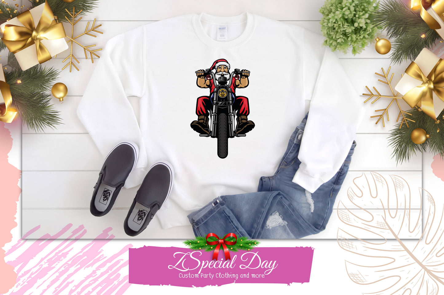 Santa On The Bike Christmas Sweater