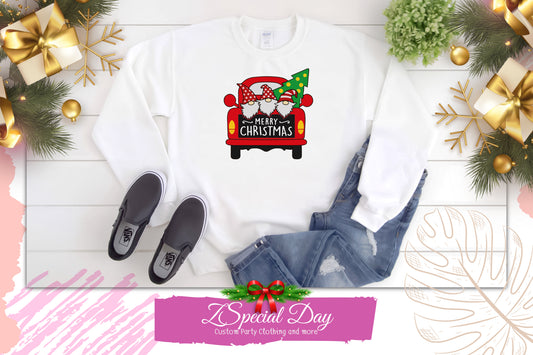 Gnomes and Red Truck Christmas Sweater